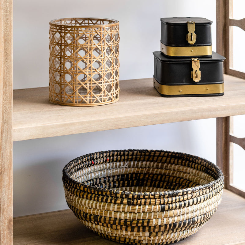 woven grass basket shelf accessory
