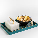 table accessories bundle gold handled marble box gold guilded bowl turquiose tray